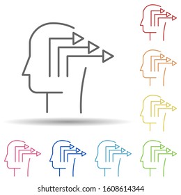 Head, arrow in multi color style icon. Simple thin line, outline vector of business icons for ui and ux, website or mobile application