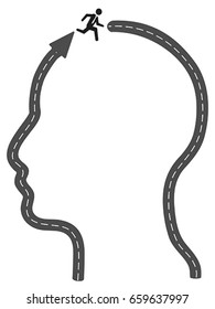 head arrow running to successful