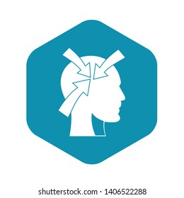 Head with arrows icon. Simple illustration of head with arrows vector icon for web