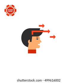 Head and Arrows as Motivation Concept Icon