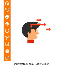 Head and Arrows as Motivation Concept Icon