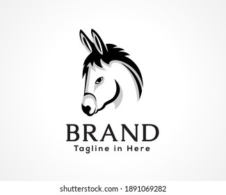 head art donkey, horse logo, symbol design inspiration