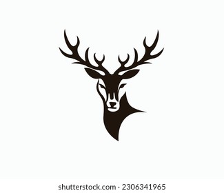 head art elk deer front view logo template illustration inspiration