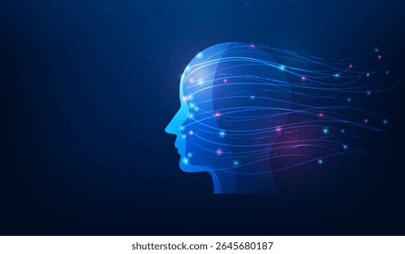 cabeça inteligência artificial criativo cérebro tecnologia de dados fundo. conceito de ideia de ia humana. vetor ilustração tecnologia fantástica.