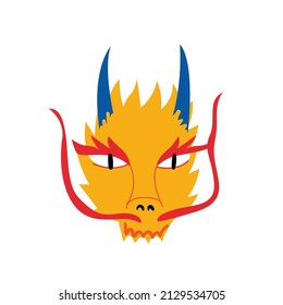 Cabeza del dragón asiático. Ilustración vectorial del dragón tradicional chino. Año del dragón. Estilo oriental