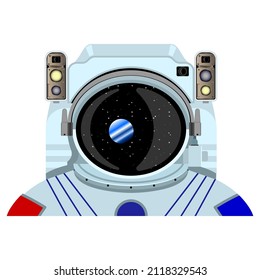 Head astronaut front view realistic isolated white background