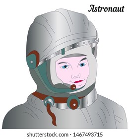 The head of an astronaut in a spacesuit, close-up on a white background, vector