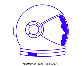 The head of an astronaut in a spacesuit helmet. Vector illustration.