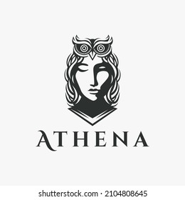 Head of Athena Goddess logo vector illustration on white background