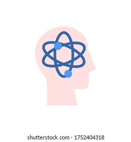icono del átomo de la cabeza. Elementos vectoriales simples de color de los iconos del proceso cerebral para ui y ux, sitio web o aplicación móvil