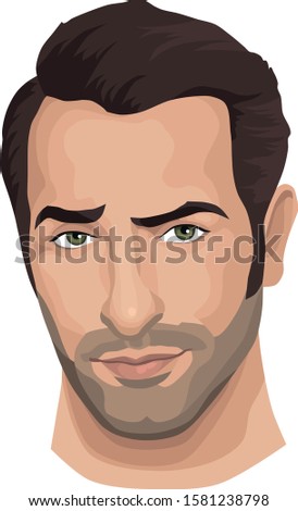 Head of a attractive man. Vector illustration. Male portrait.