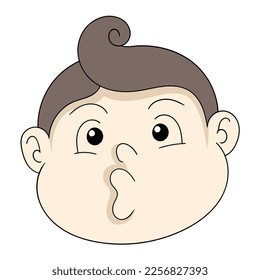 the head baby boy was mockingly scrunched up his mouth. vector design illustration art