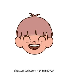 head of baby boy smiling with white background