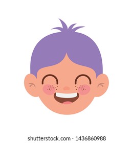 head of baby boy smiling with white background