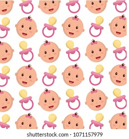 head baby girl with pacifier pattern