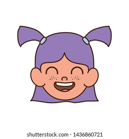 head of baby girl smiling with white background