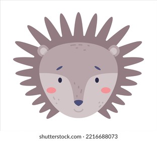 Kopf des Babyhedgehog süßes Wildtier. Nursery-Dekoration, Karte oder Einladung Design-Cartoon Vektorgrafik