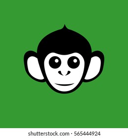 The head of a baby monkey. Flat icon. Vector line drawing.