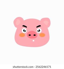 head baby pig cartoon illustration character. animal forest cartoon