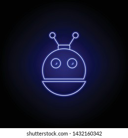 head baby robot line icon in blue neon style. Signs and symbols can be used for web, logo, mobile app, UI, UX