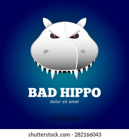 Head of bad hippo with sharp teeth / Logo for company / Team mascot