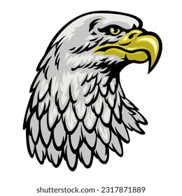 Head of Bald Eagle in Hand Drawn Style