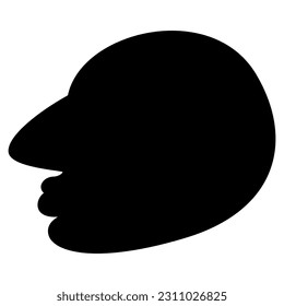 Cabeza de un calvo Hittite de perfil. Antiguo diseño étnico mesopotamiano de Anatolia. Silueta negra de fondo blanco.