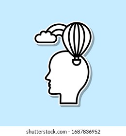 Head, balloon, cloud sticker icon. Simple thin line, outline vector of Creative thinking icons for ui and ux, website or mobile application