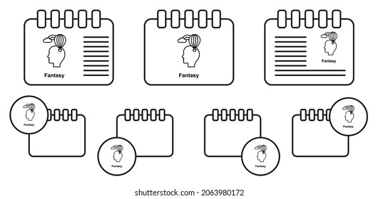 Cabeza, globo, icono del vector de nube en la ilustración del conjunto de calénder para ui y ux, sitio web o aplicación móvil