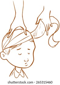 head bandaged children