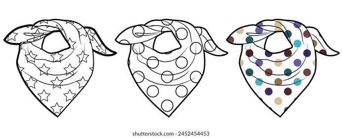 Head bandana with a pattern set. Fashionable headband