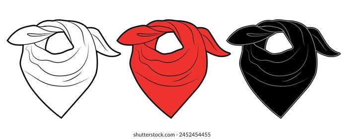 Kopfbandanas gesetzt. Modisches weißes, rotes und schwarzes Stirnband