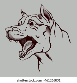 head of barking dog
