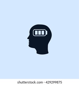 head and battery icon. head and battery sign
