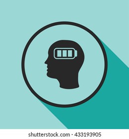 head and battery icon. head and battery sign