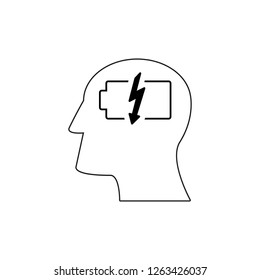 Head with battery work icons come up idea