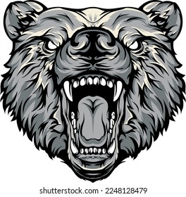 Head of bear. Abstract character illustration. Graphic logo design template for emblem. Image of portrait.