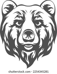 Head of bear. Abstract character illustration. Graphic logo design template for emblem. Image of portrait.
