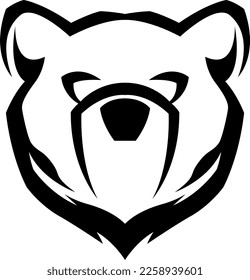Head of bear. Abstract character illustration. Graphic logo design template for emblem. Image of portrait.