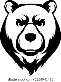 Head of bear. Abstract character illustration. Graphic logo design template for emblem. Image of portrait.