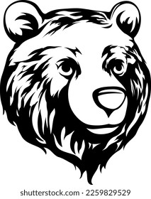 Head of bear. Abstract character illustration. Graphic logo design template for emblem. Image of portrait.