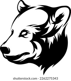 Head of bear. Abstract character illustration. Graphic logo design template for emblem. Image of portrait. 
