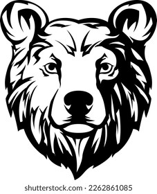 Head of bear. Abstract character illustration. Graphic logo design template for emblem. Image of portrait.