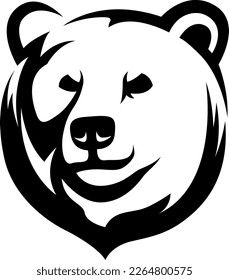 Head of bear. Abstract character illustration. Graphic logo design template for emblem. Image of portrait.