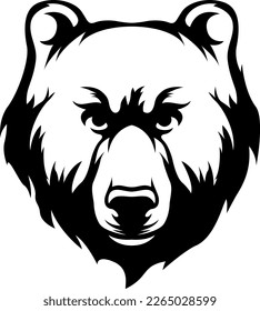 Head of bear. Abstract character illustration. Graphic logo design template for emblem. Image of portrait.