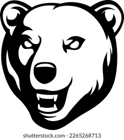Head of bear. Abstract character illustration. Graphic logo design template for emblem. Image of portrait.