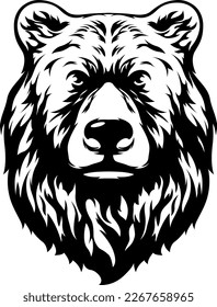 Head of bear. Abstract character illustration. Graphic logo design template for emblem. Image of portrait.
