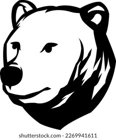 Head of bear. Abstract character illustration. Graphic logo design template for emblem. Image of portrait.