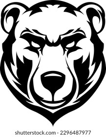 Head of bear. Abstract character illustration. Graphic logo design template for emblem. Image of portrait.