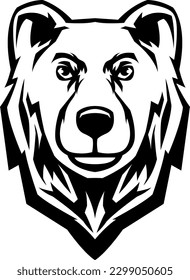 Head of bear. Abstract character illustration. Graphic logo design template for emblem. Image of portrait.